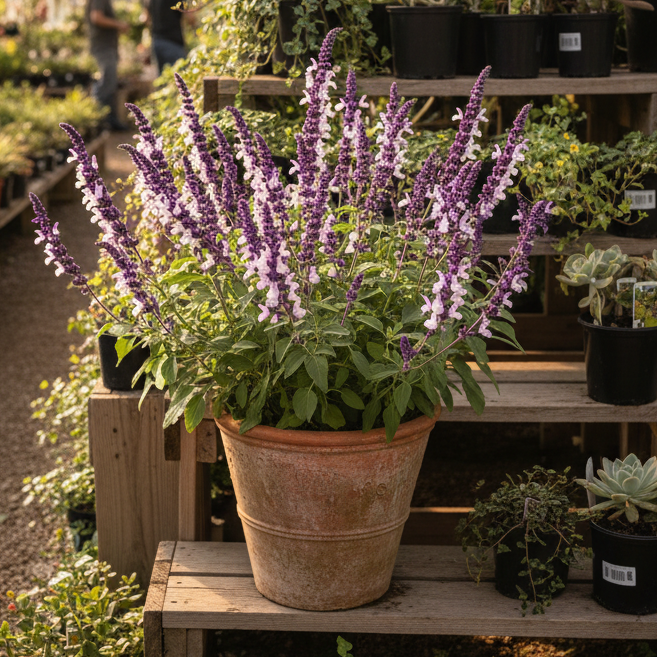 Mexican Bush Sage plant in a pot