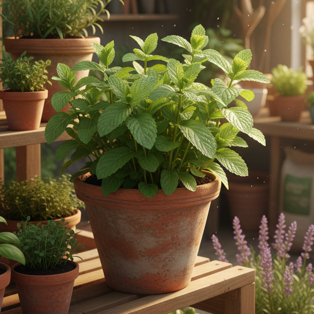 spearmint plant in nursery